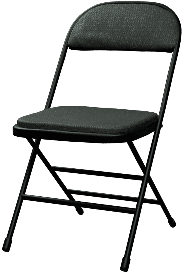 Utleie av svarte klappstoler med puter